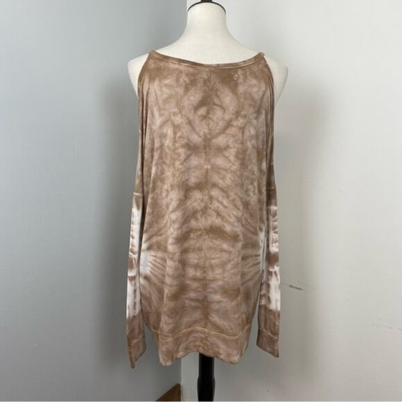PPLA Petra Tan & White Tie Dye Cold Shoulder Long Sleeve Top Large - Picture 6 of 8